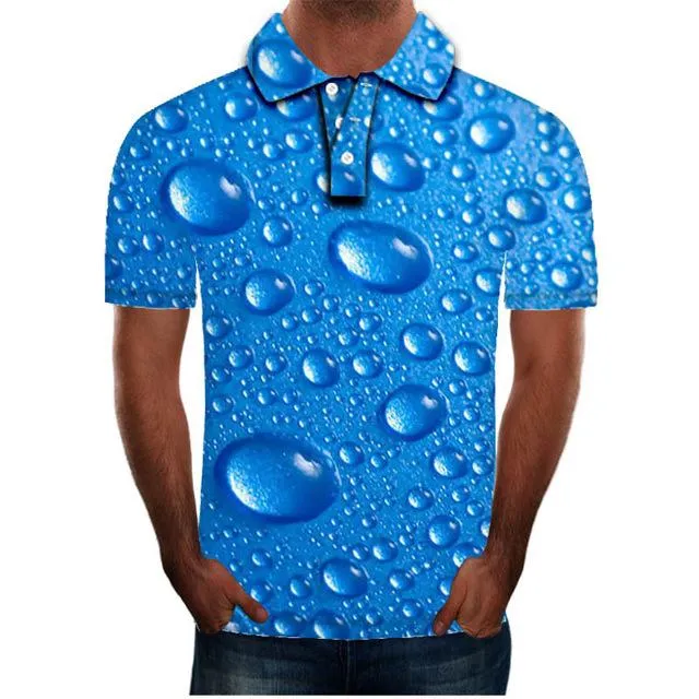 2020 Summer Mens Polo Shirt Brands Lightning Uniquely Raindrop Printed Turn Down Collar Short Sleeve Male Polo Homme Tees Tops