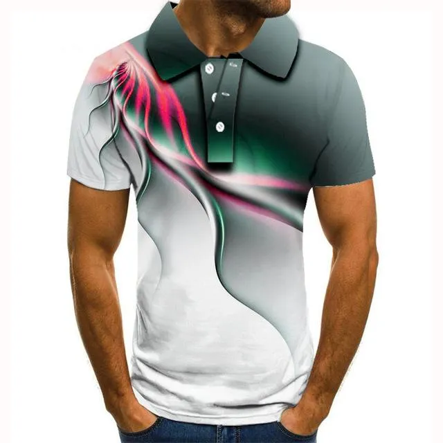 2020 Summer Mens Polo Shirt Brands Lightning Uniquely Raindrop Printed Turn Down Collar Short Sleeve Male Polo Homme Tees Tops