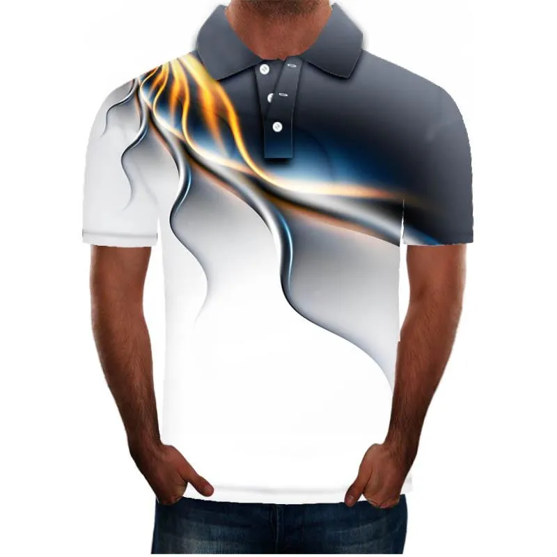 2020 Summer Mens Polo Shirt Brands Lightning Uniquely Raindrop Printed Turn Down Collar Short Sleeve Male Polo Homme Tees Tops