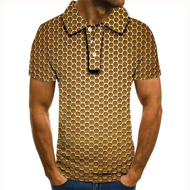 2020 Summer Mens Polo Shirt Brands Lightning Uniquely Raindrop Printed Turn Down Collar Short Sleeve Male Polo Homme Tees Tops