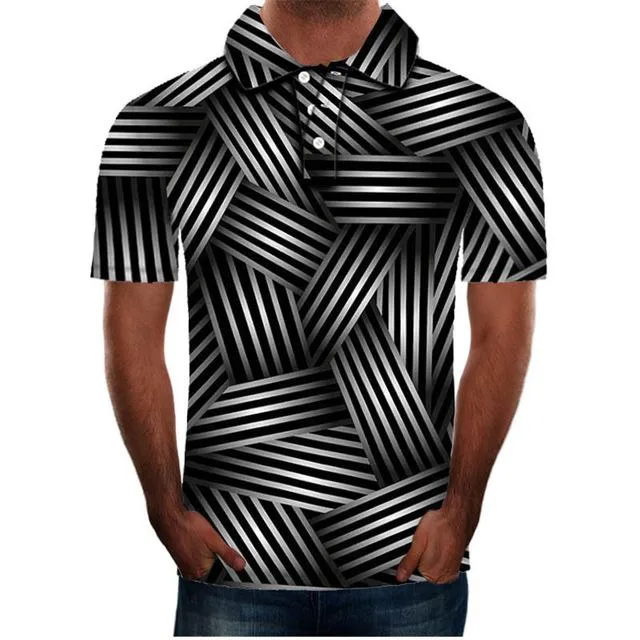 2020 Summer Mens Polo Shirt Brands Lightning Uniquely Raindrop Printed Turn Down Collar Short Sleeve Male Polo Homme Tees Tops