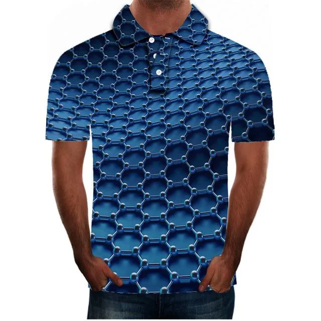 2020 Summer Mens Polo Shirt Brands Lightning Uniquely Raindrop Printed Turn Down Collar Short Sleeve Male Polo Homme Tees Tops