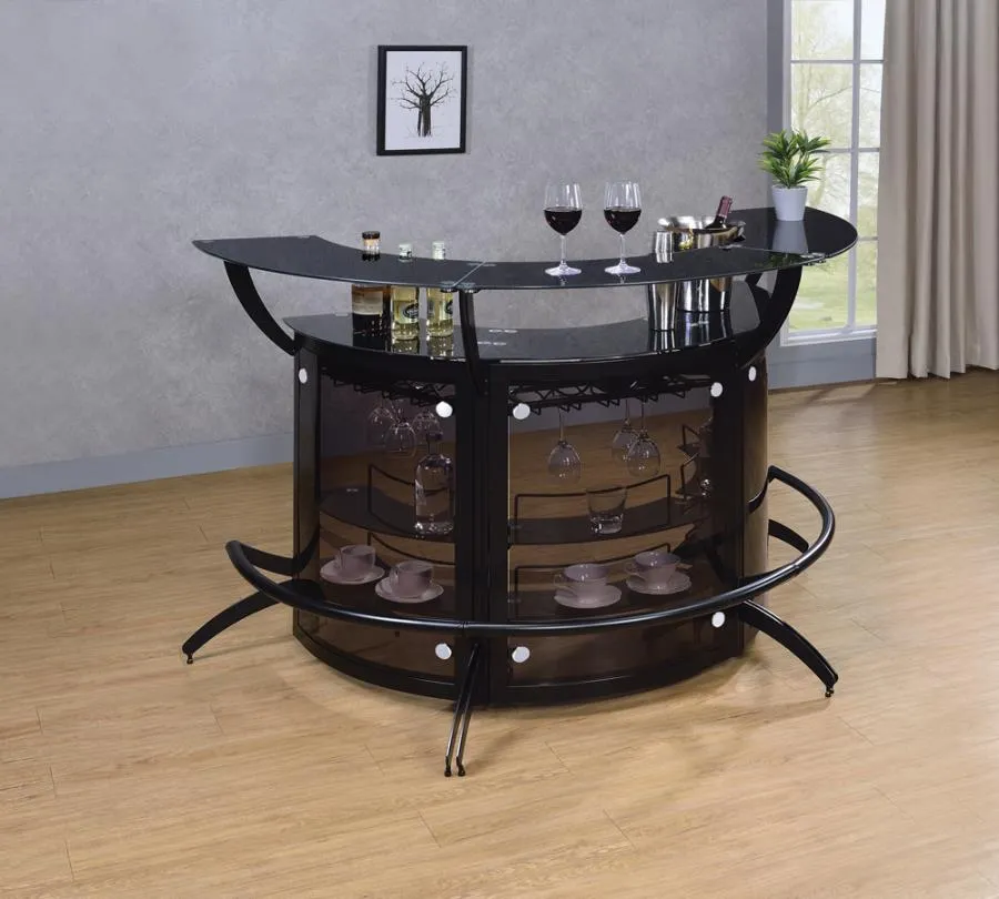 3-Bottle Wine Rack Bar Unit Smoked and Black