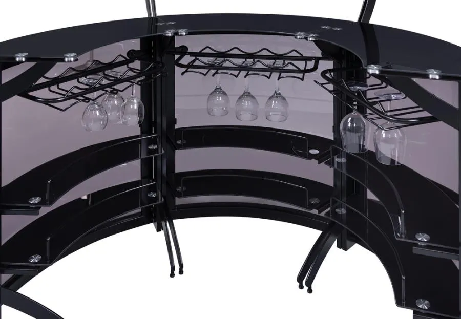 3-Bottle Wine Rack Bar Unit Smoked and Black