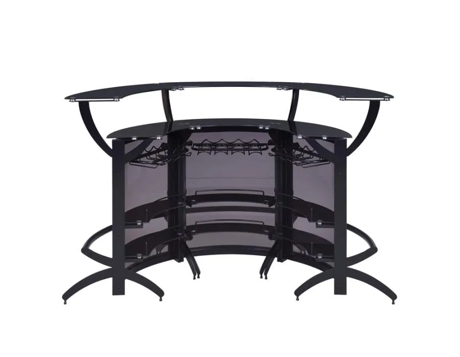 3-Bottle Wine Rack Bar Unit Smoked and Black