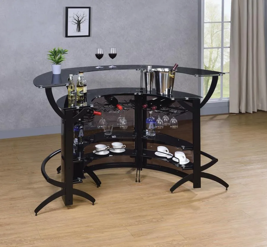 3-Bottle Wine Rack Bar Unit Smoked and Black