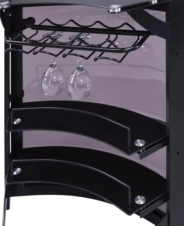 3-Bottle Wine Rack Bar Unit Smoked and Black