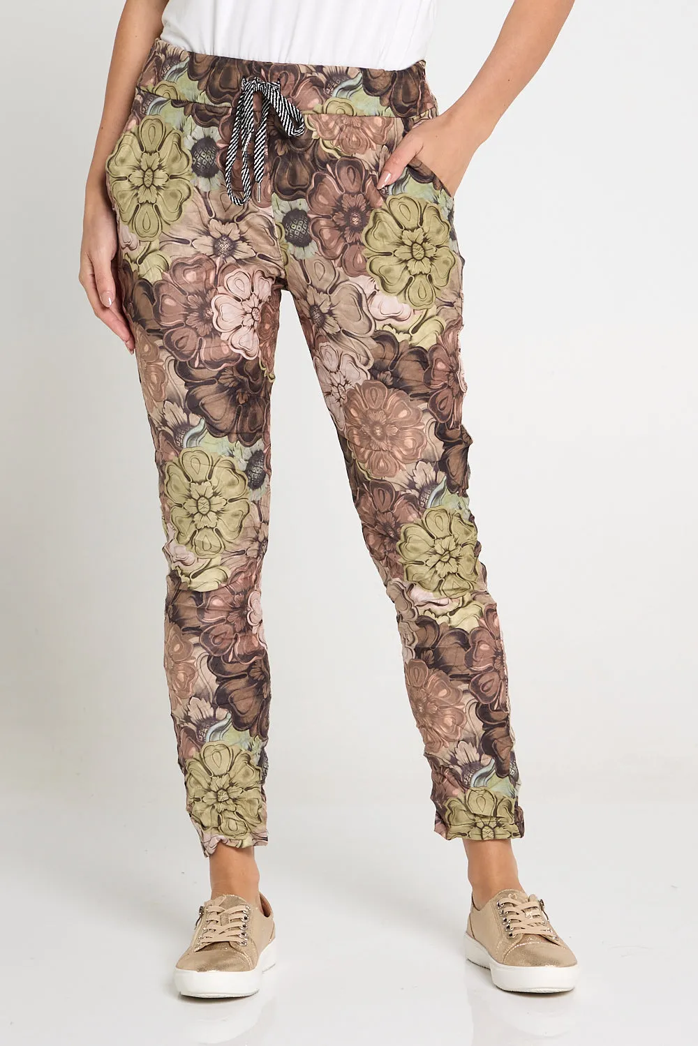 Alina Pants - Brown/Green Floral