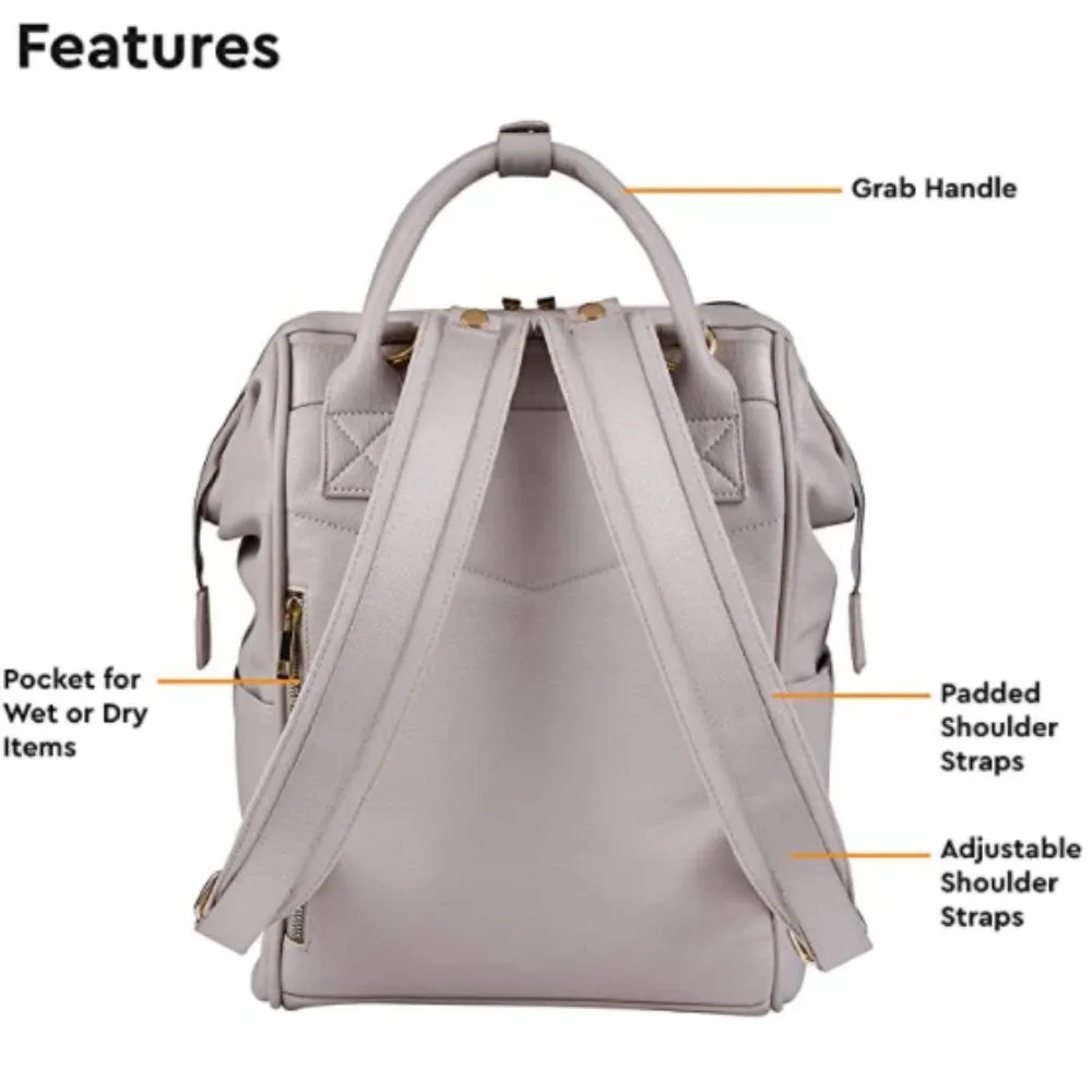 Bababing Mani Vegan Leather Backpack Changing Bag (Blush Grey)