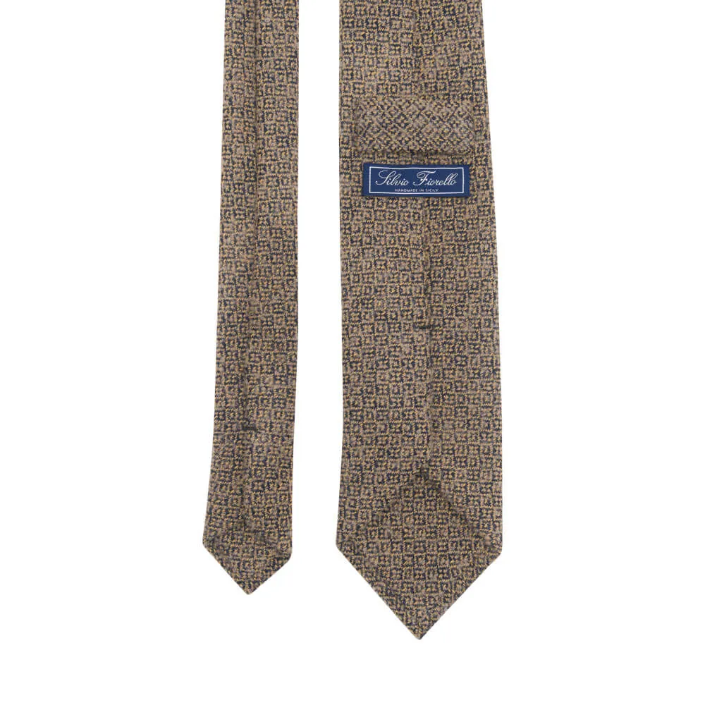 Beige Classic Motif Virgin Wool Tie