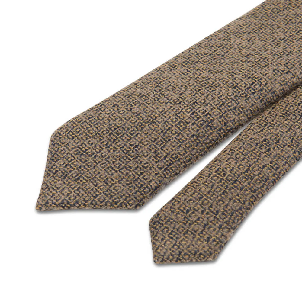 Beige Classic Motif Virgin Wool Tie