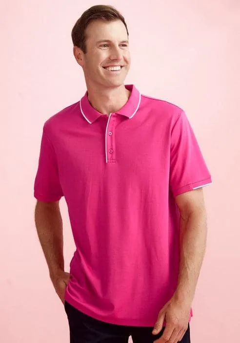 Biz Care Men's Pink Short Sleeve Polo Shirt CST313MS