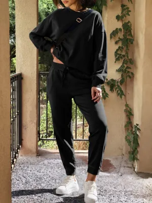 Black High Low Pullover and Skinny Pants Set