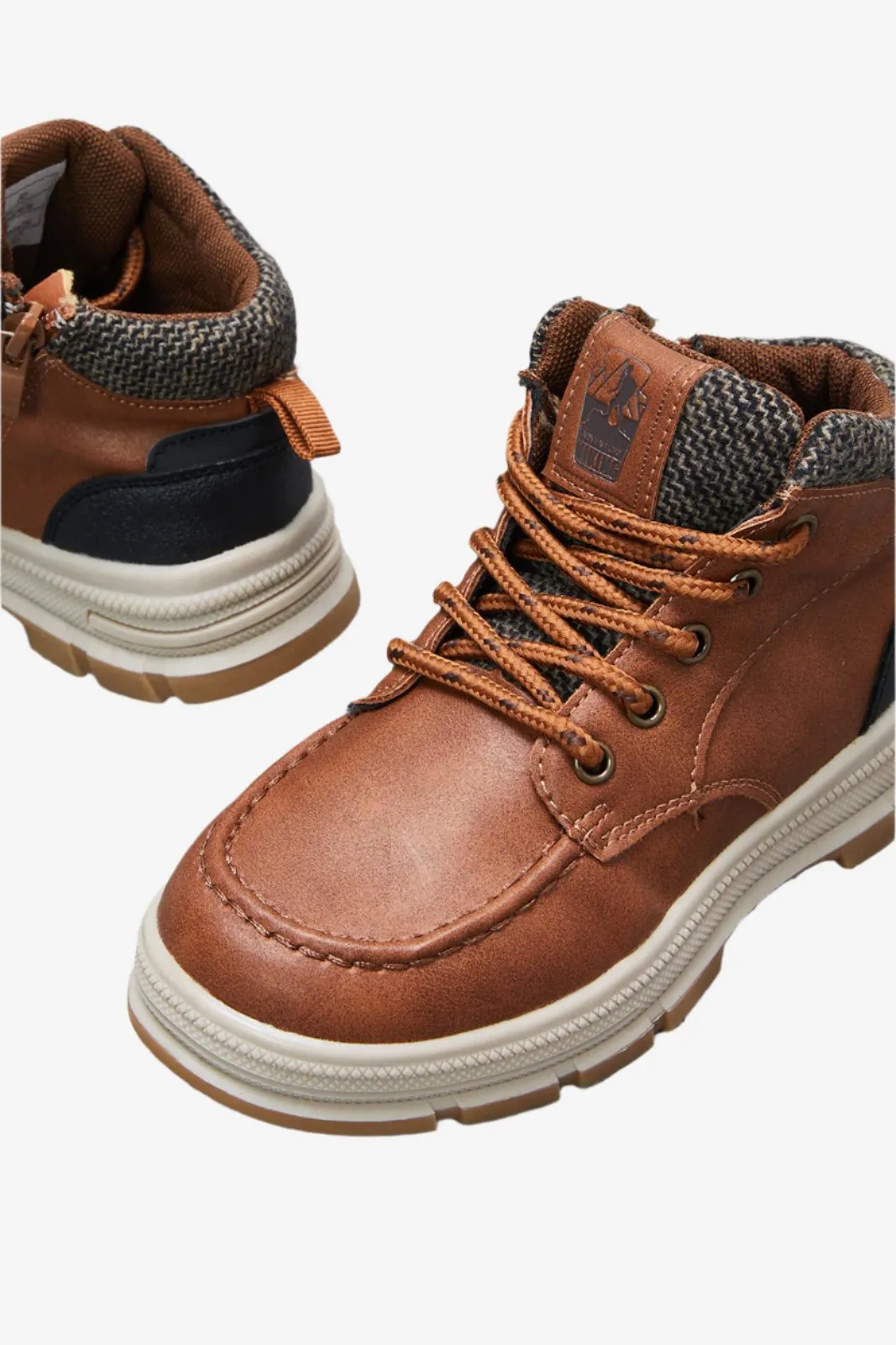 Boys Brown Colour Block Hightop