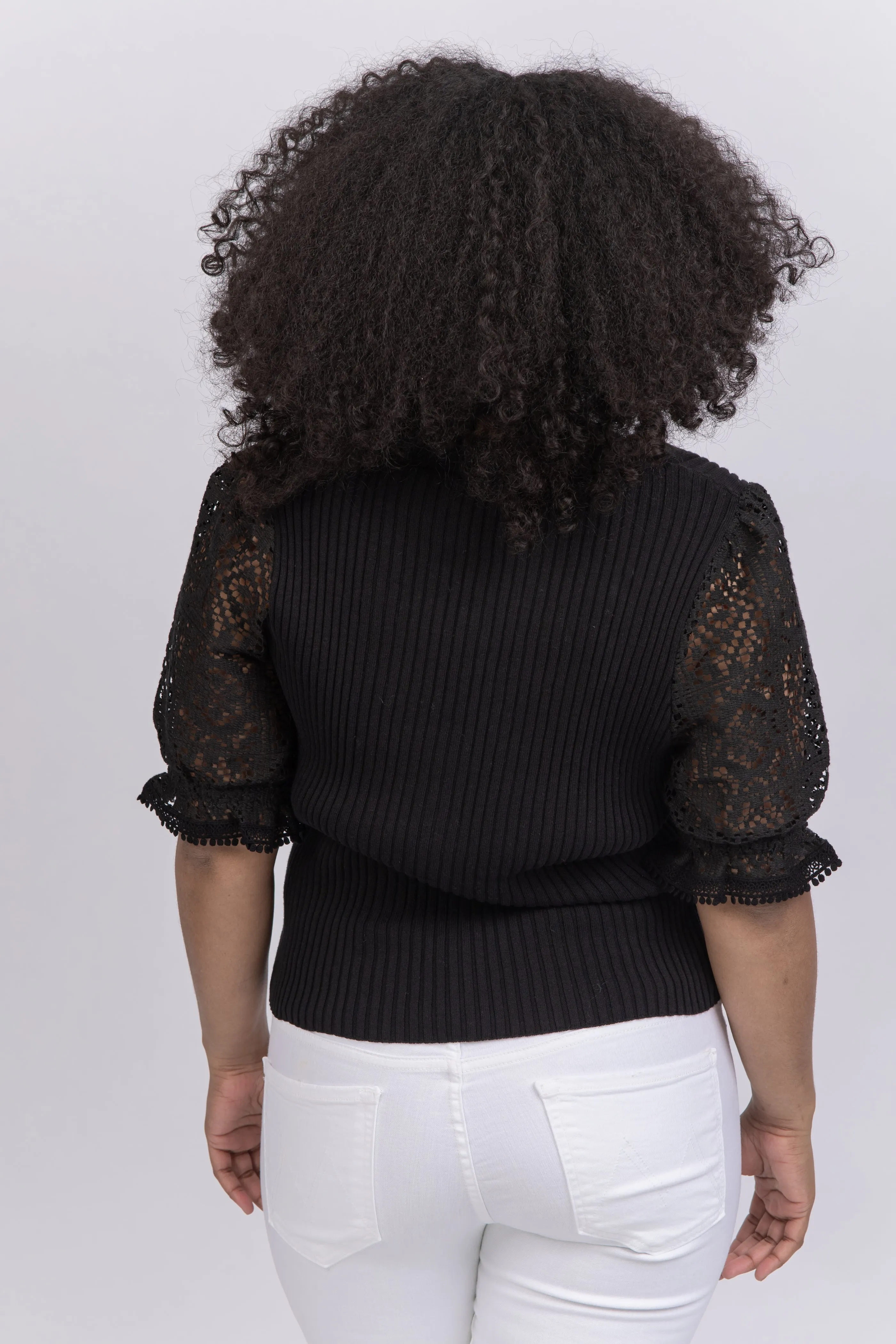 Central Park West Clay Puff Sleeve Shirt Black