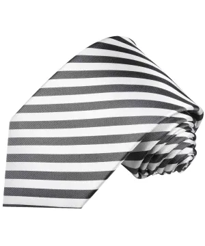 Charcoal and White Striped Necktie