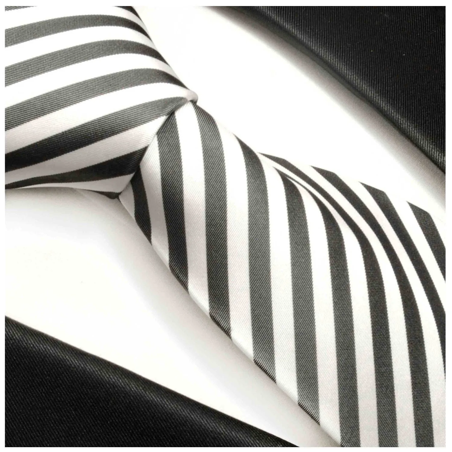 Charcoal and White Striped Necktie