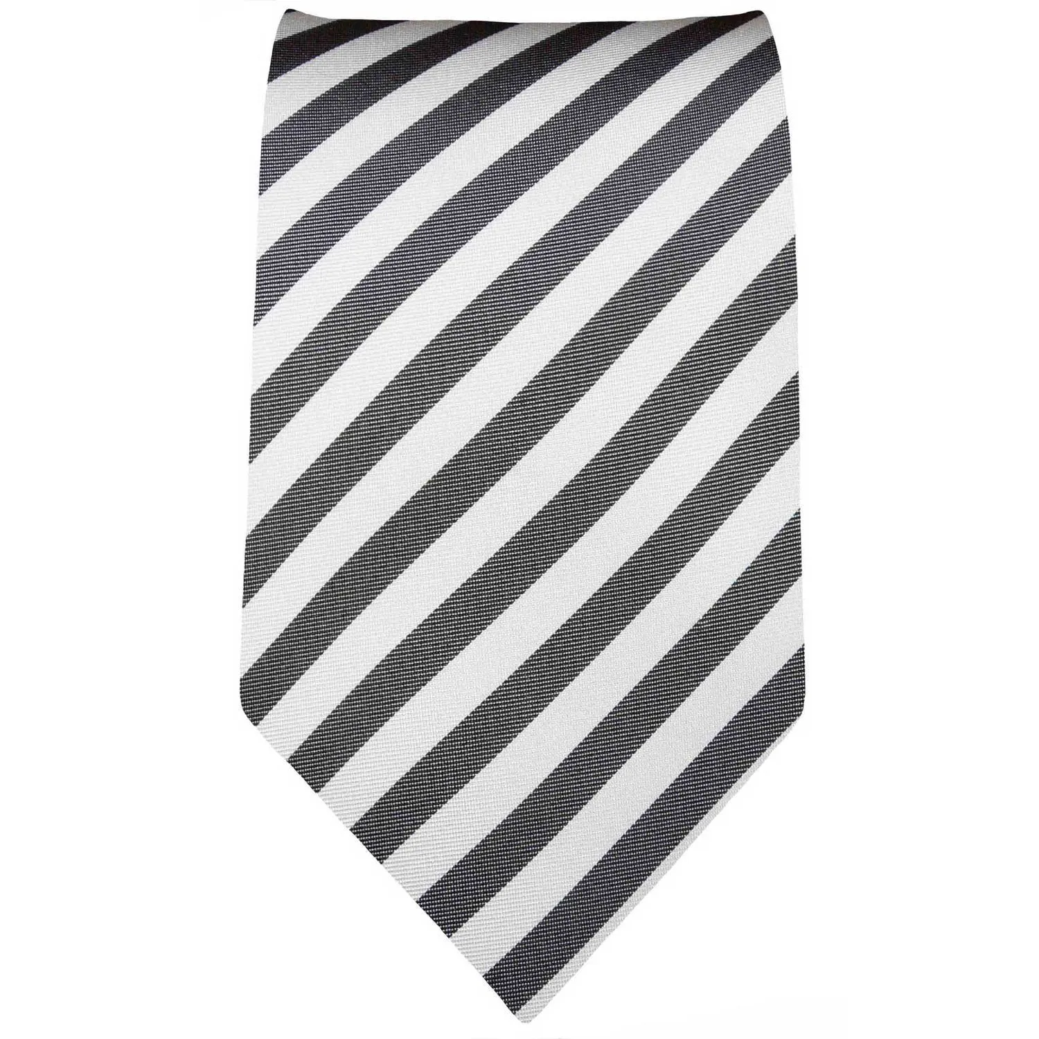 Charcoal and White Striped Necktie