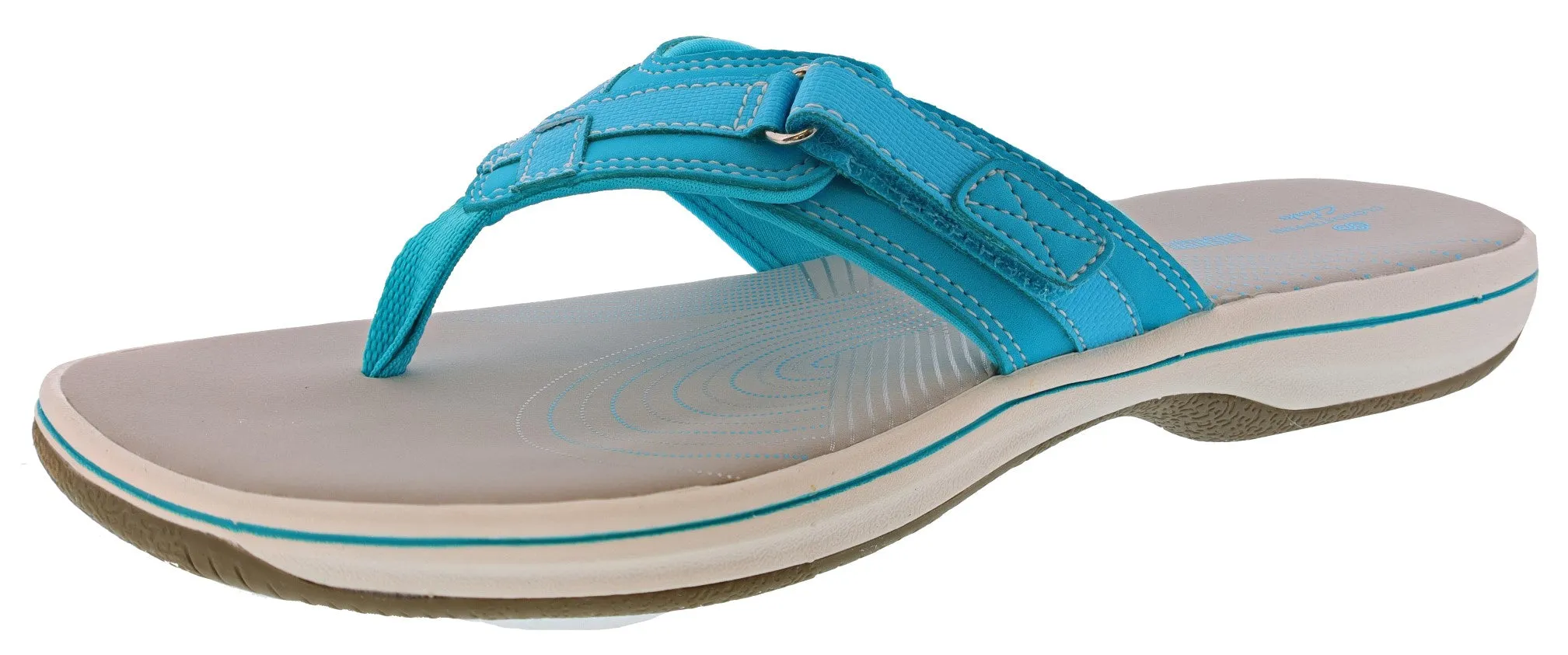 Clarks Women Sandals Lightweight Flip Flops Breeze Sea