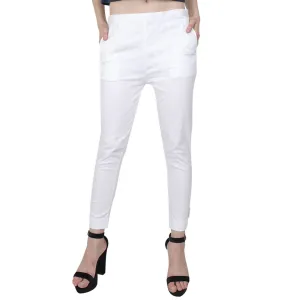 Cotton Lycra White Solid Pant