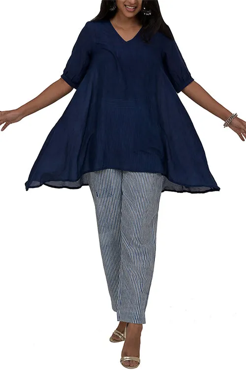 Creative Bee 'CHIERO' Natural Dyed Indigo Cotton x Silk Tunic