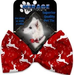 Dancing Reindeer Pet Bow Tie Collar Accessory With Velcro