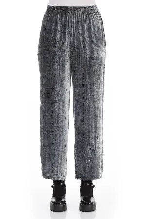 Devoré Stripes Silver Silk Velvet Trousers