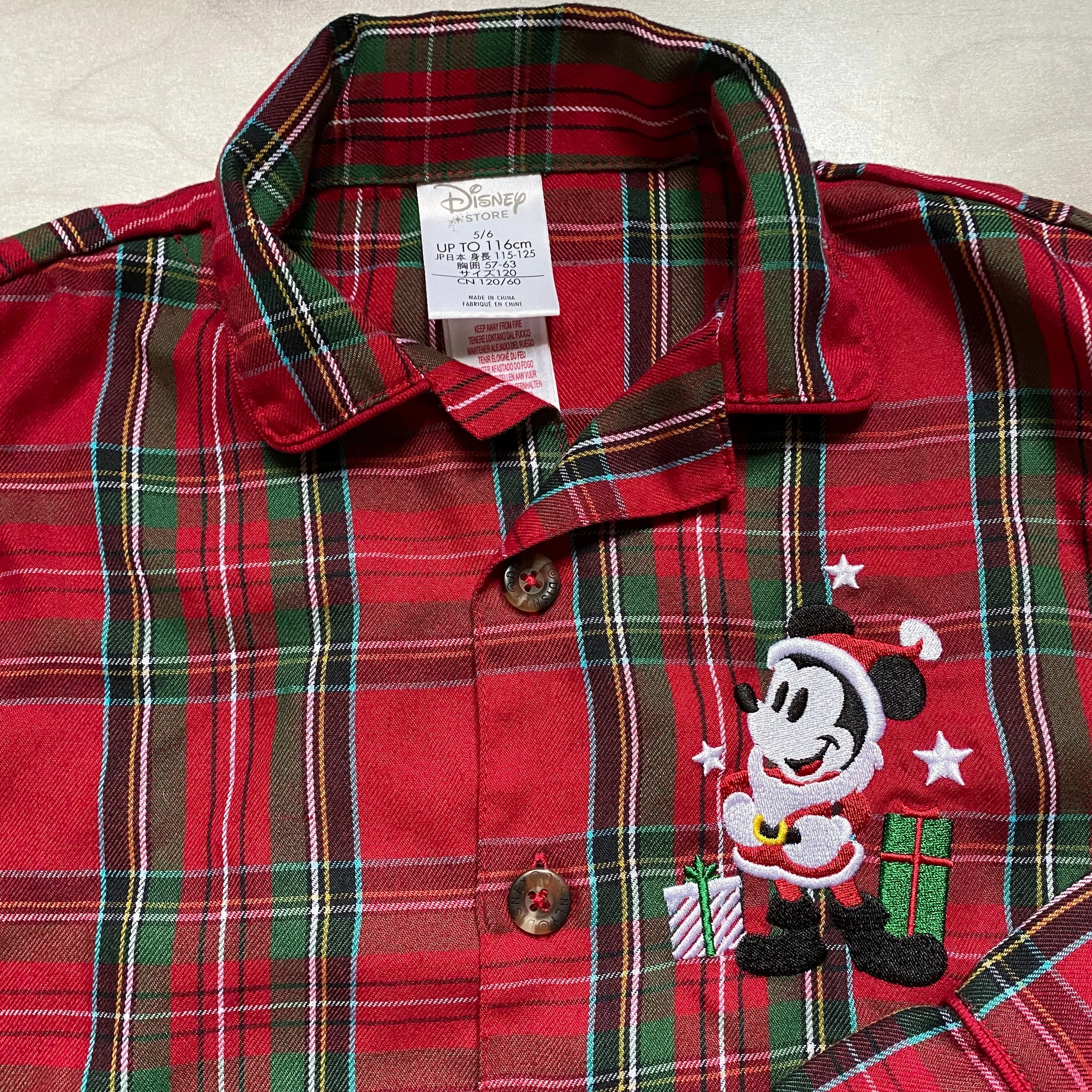 Disney Mickey Mouse Holiday Plaid Cotton Pajama Set