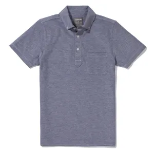 Evanston - Dark Blue Short Sleeve Oxford Pique Polo