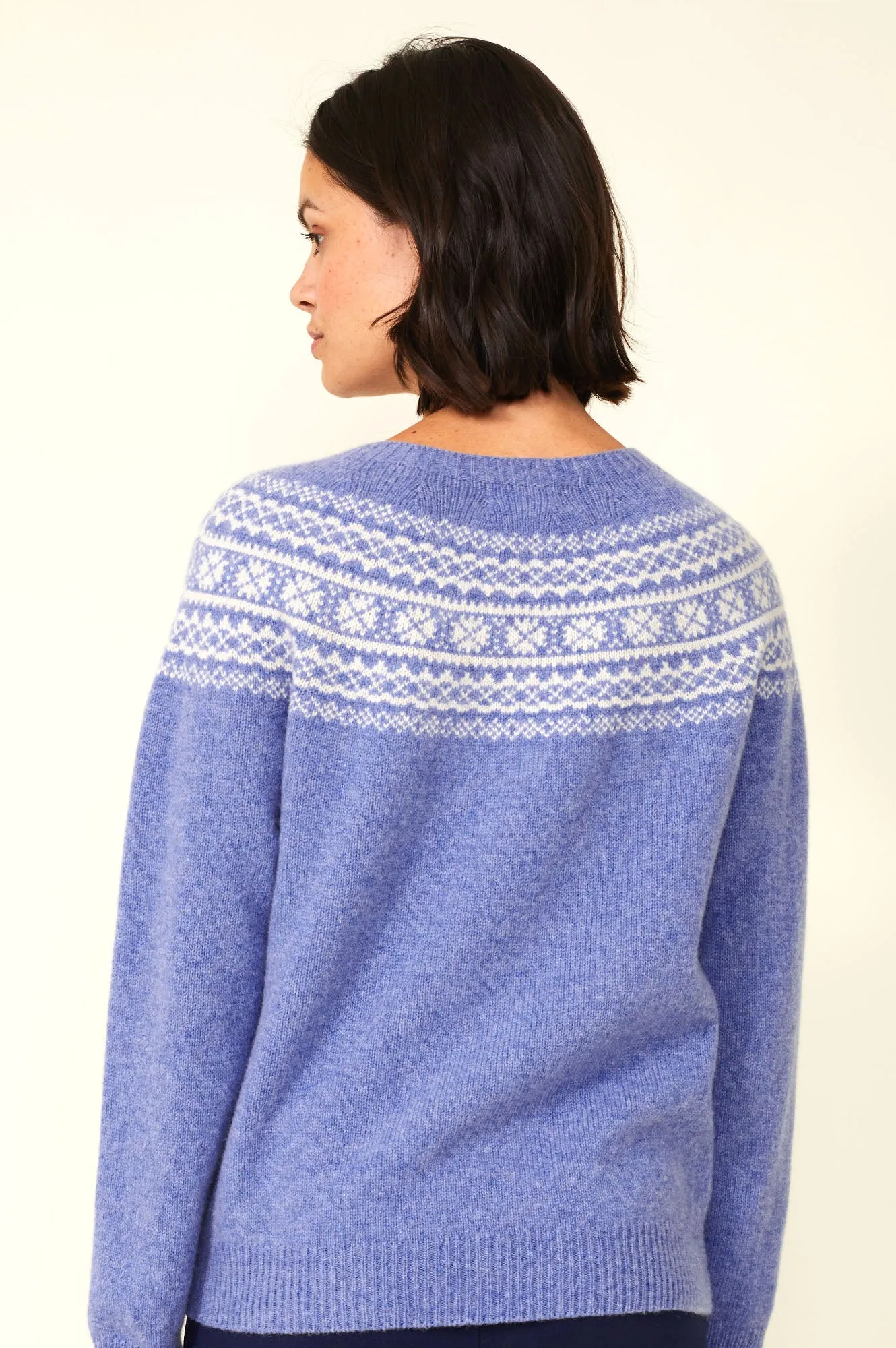 Fairisle Crewneck Sweater | Cornflower Blue/Cream