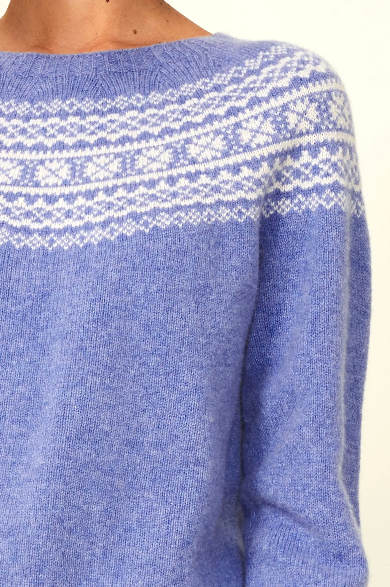 Fairisle Crewneck Sweater | Cornflower Blue/Cream