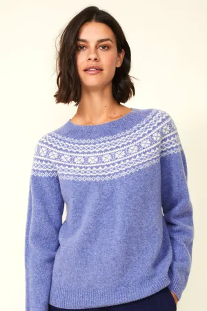 Fairisle Crewneck Sweater | Cornflower Blue/Cream