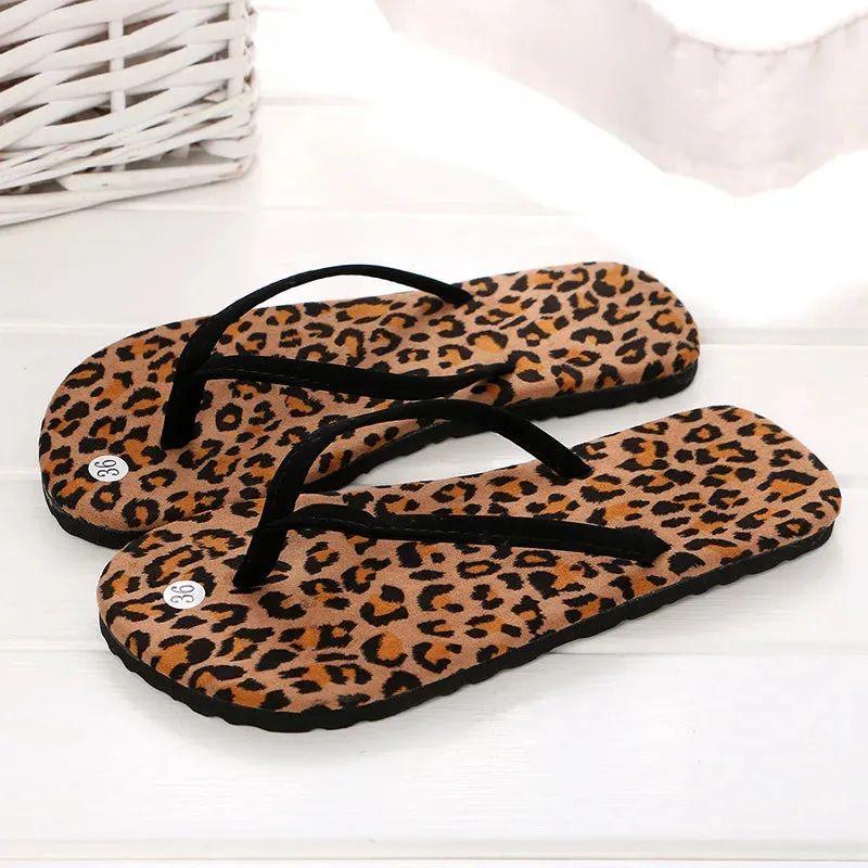 Fashion Summer Rubber Flip Flops – Leopard Print Sandals for Women & Men