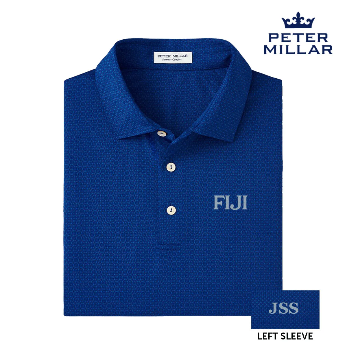 FIJI Personalized Peter Millar Tesseract Patterned Polo With Greek Letters