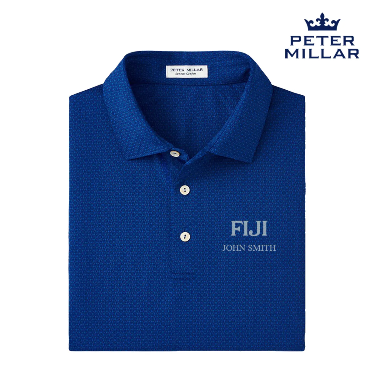 FIJI Personalized Peter Millar Tesseract Patterned Polo With Greek Letters