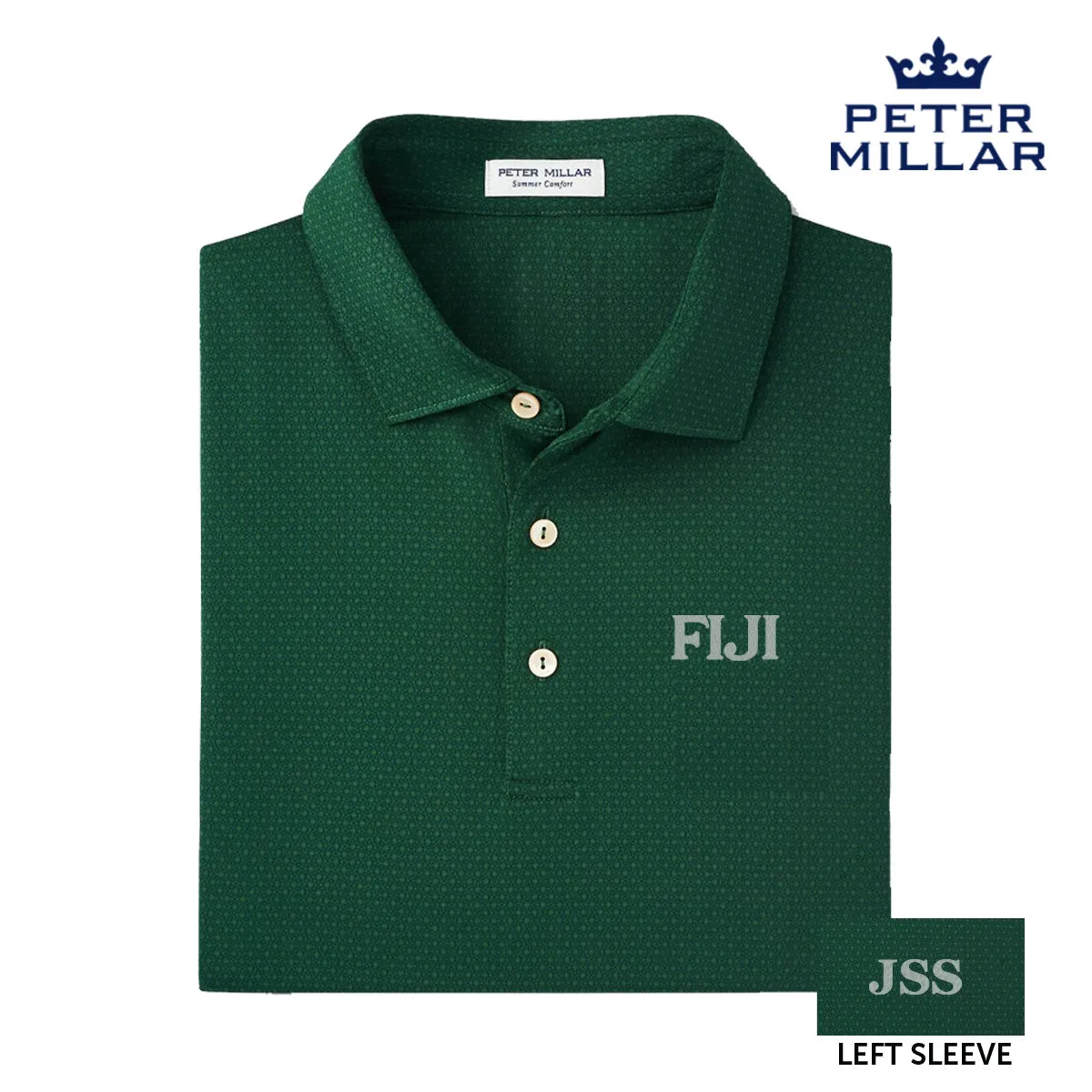 FIJI Personalized Peter Millar Tesseract Patterned Polo With Greek Letters