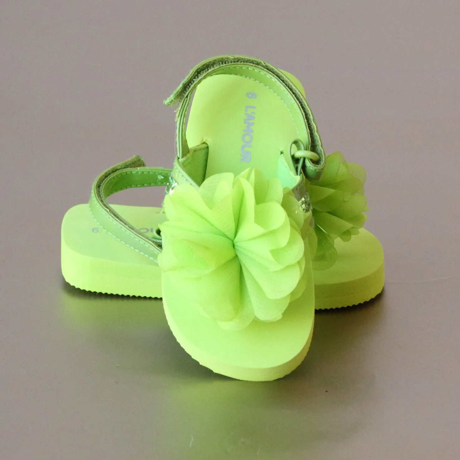 FINAL SALE - L'Amour Girls Sequin Strapped Flip Flop