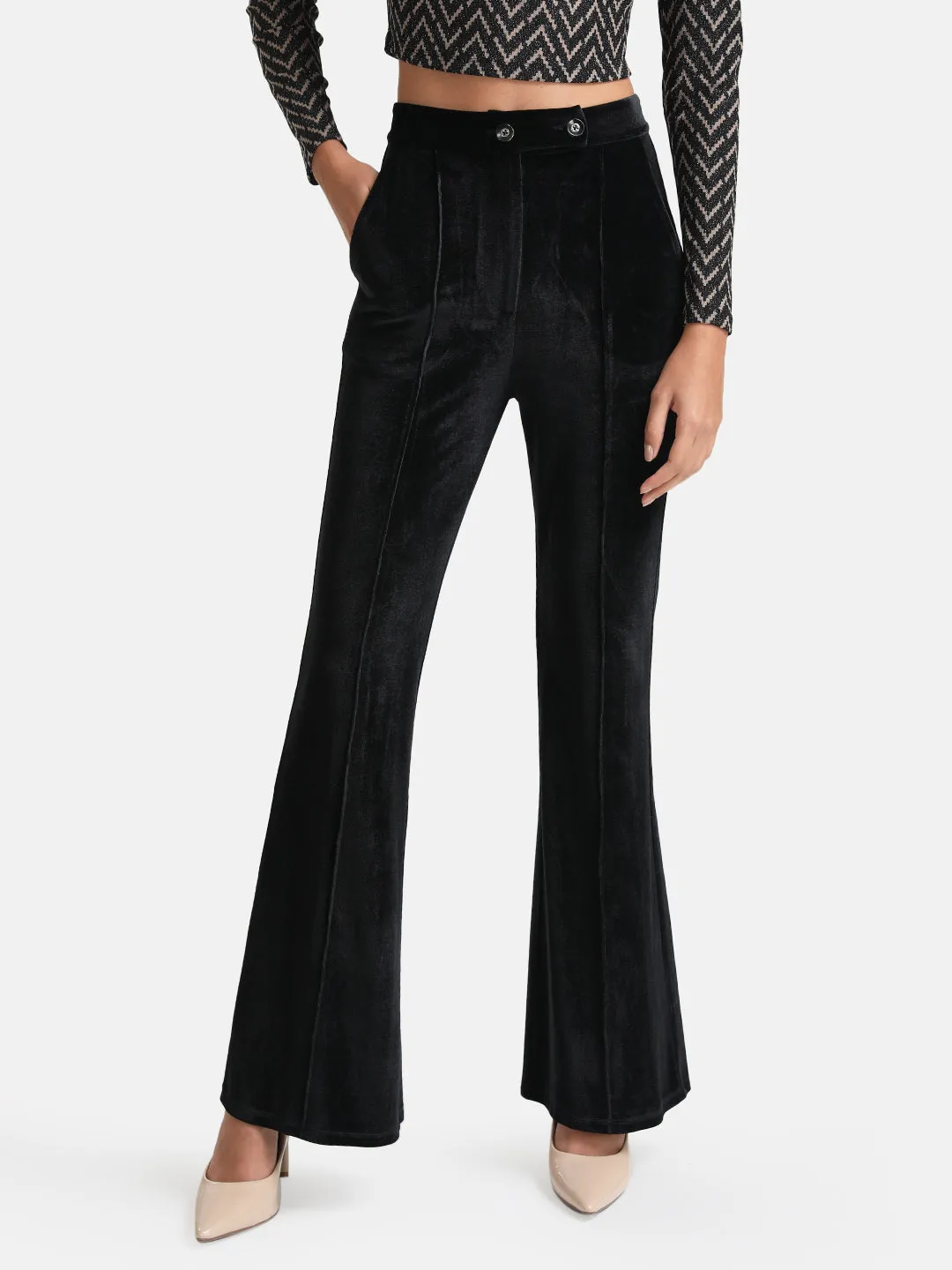 Flared Pants With Button Detail