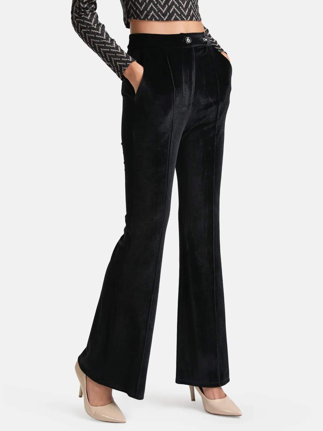 Flared Pants With Button Detail