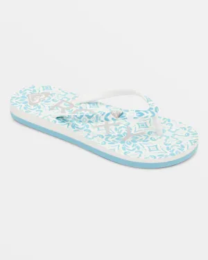 Girls 4-16 Pebbles Sandals - Blue/White Print