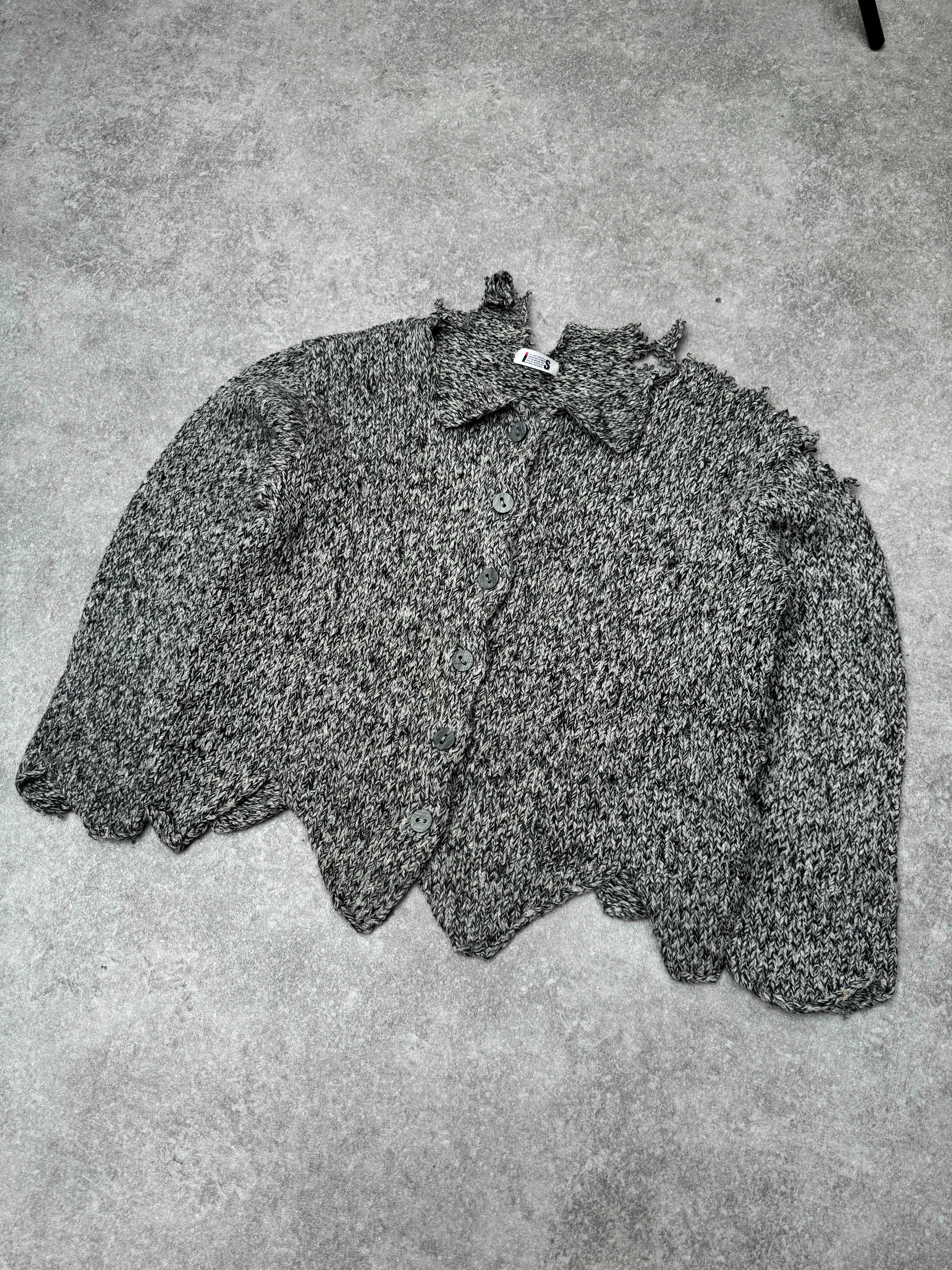 IS Issey Miyake Distressed Effect Wool Cardigan