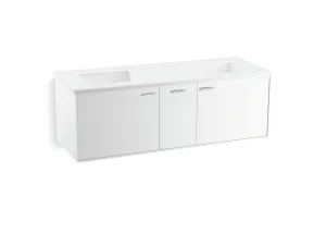 Jute Linen White Wall Mount Vanity (21.88" x 60" x 19.5")