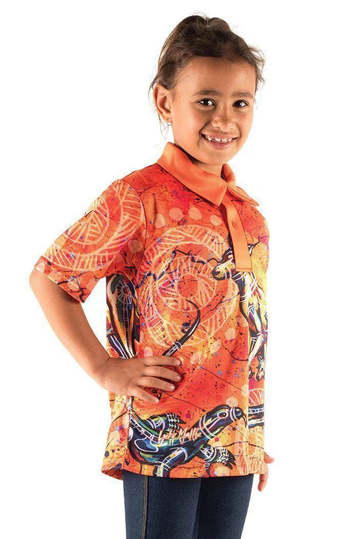 Kangaroo & Goanna Dreaming Kids Polo Shirt