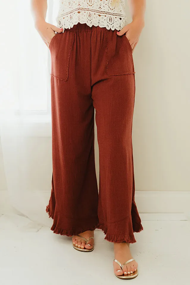 Linen Frayed Pants