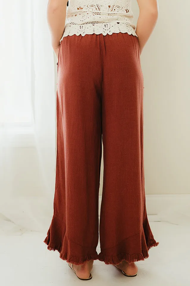 Linen Frayed Pants