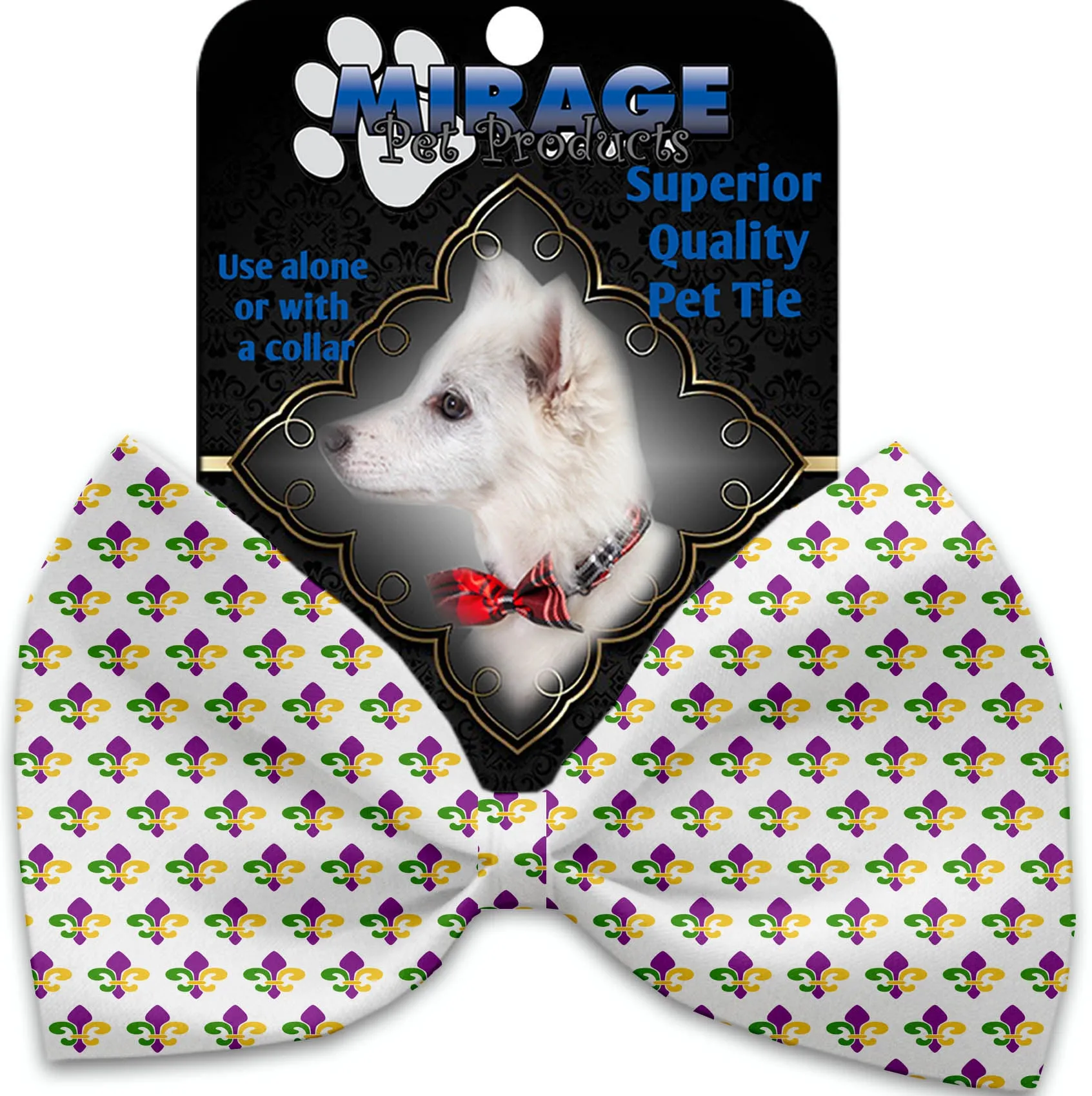 Mardi Gras Fleur De Lis Pet Bow Tie