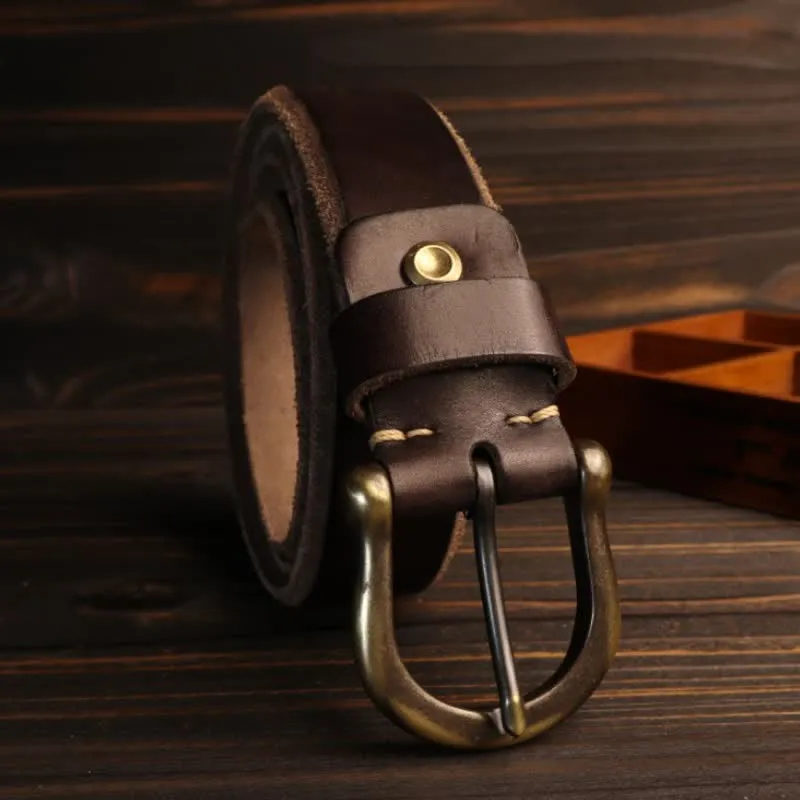 Men's Handmade Distressed Thicken Retro Leather Belt