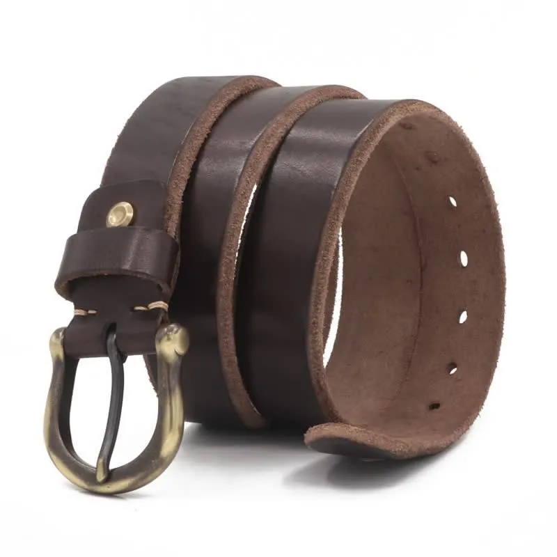 Men's Handmade Distressed Thicken Retro Leather Belt