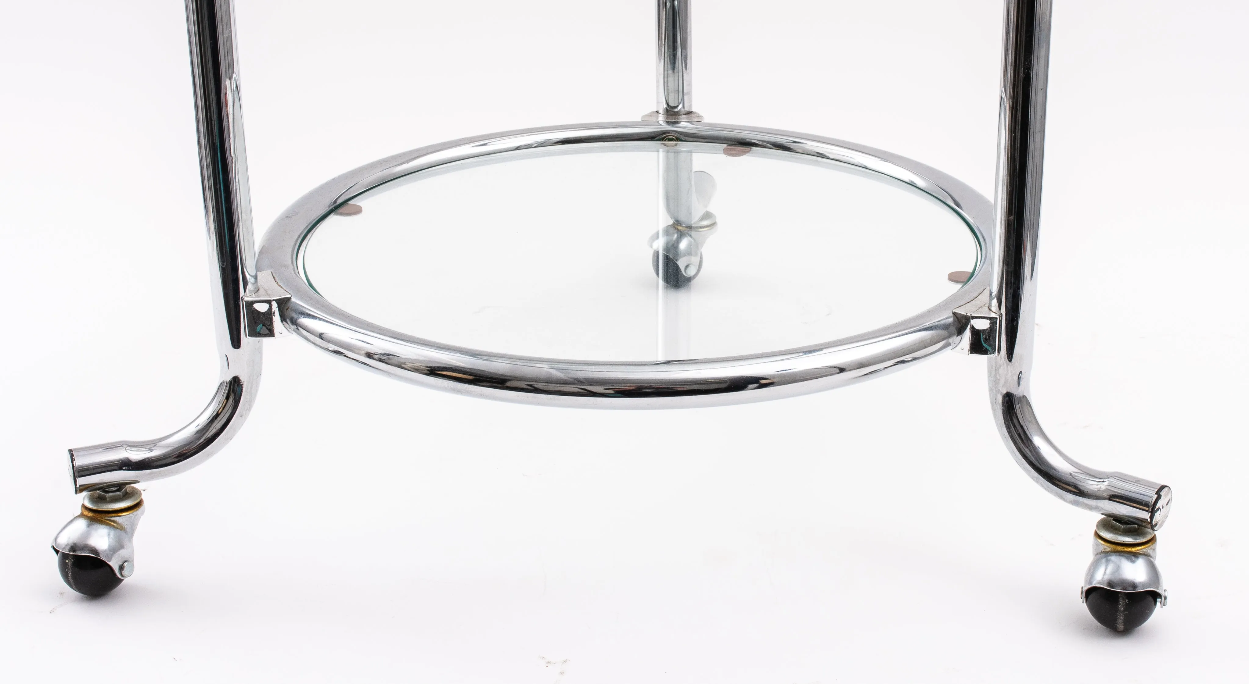 Modern Chrome & Glass Adjustable 3 Tier Side Table