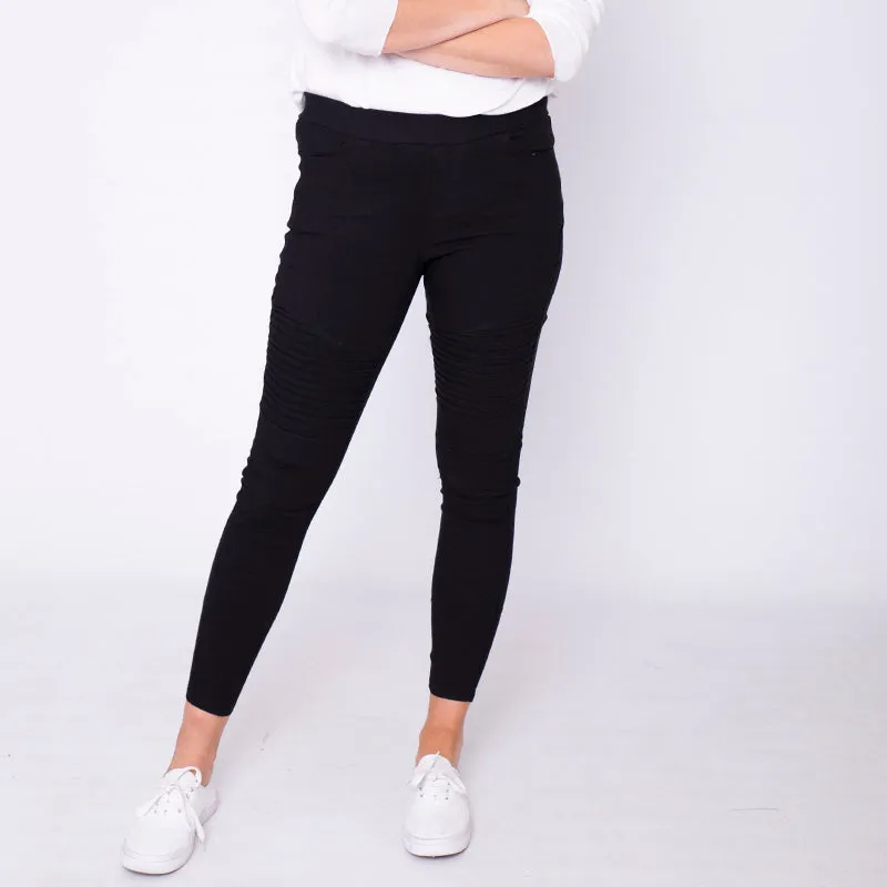 Moto Pleated Jeggings Black